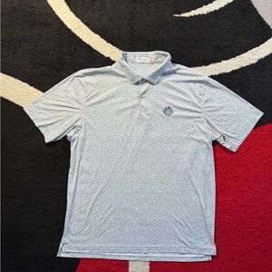 Peter Millar Polo Shirt Mens Extra Large Butler National White Featherweight AOP